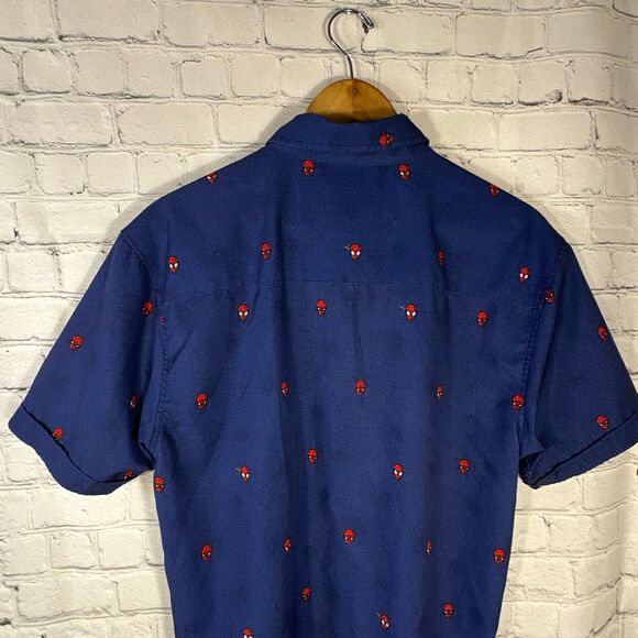 RSVLTS Marvel Spider-Man Shirt Medium Button Up Blue Short Sleeve Spidey Kunufle - Picture 6 of 11